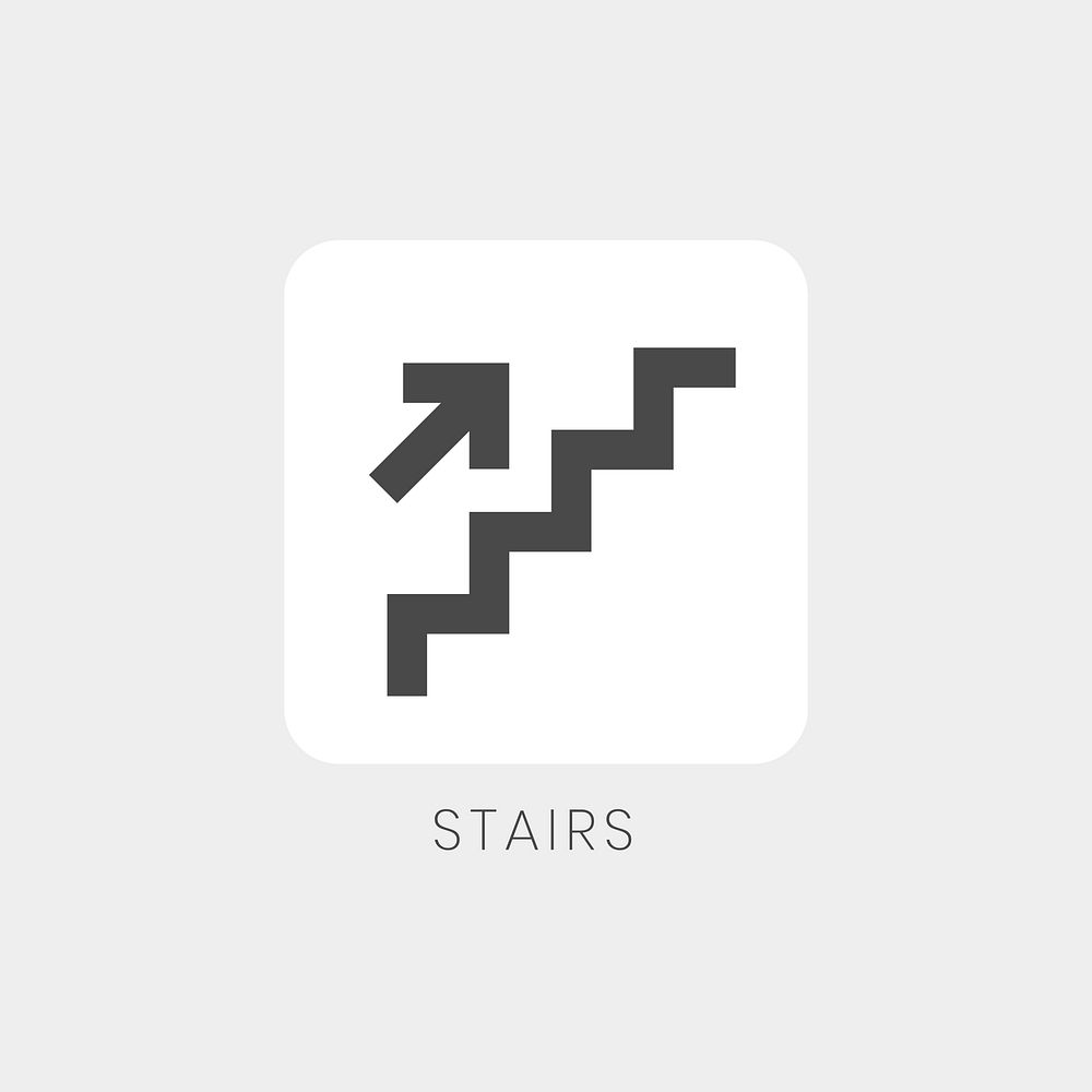 Gray up arrow stairs icon sign vector