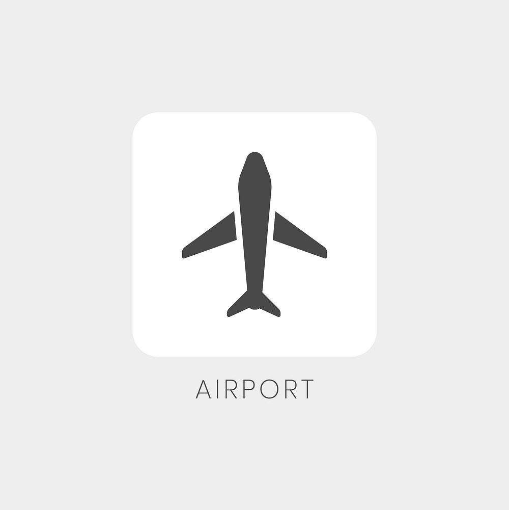 Black and white plane icon airport sign vector