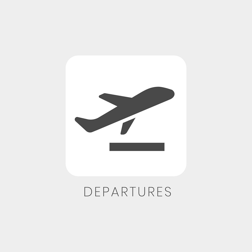 Gray departures sign plane icon vector