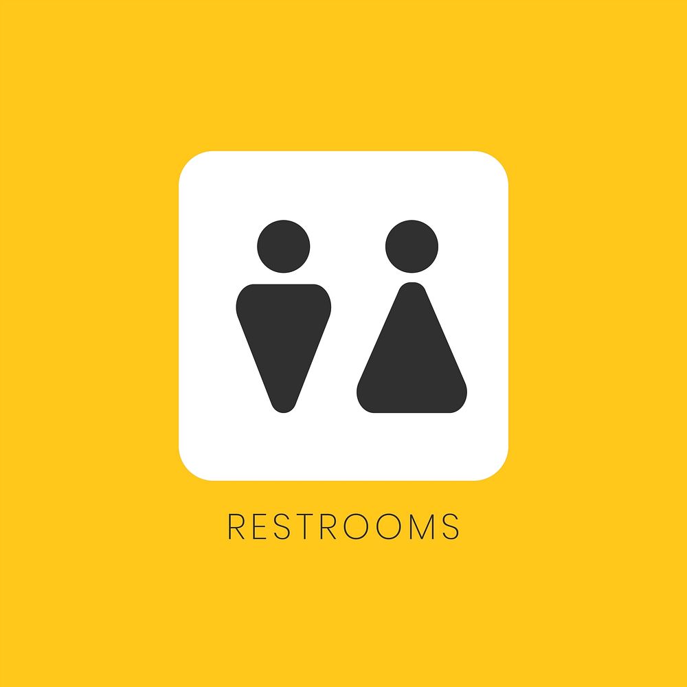 Yellow and white restrooms sign vector