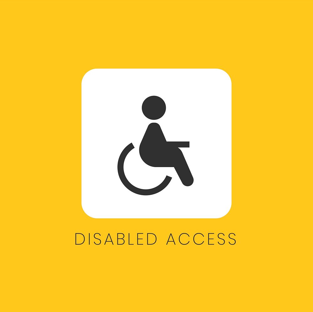 Yellow disabled access icon sign vector