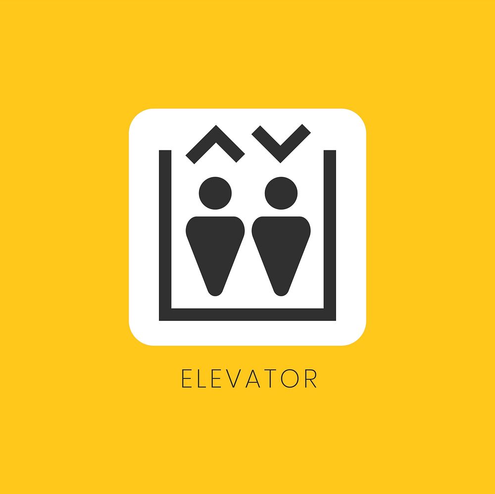 Yellow elevator icon sign vector