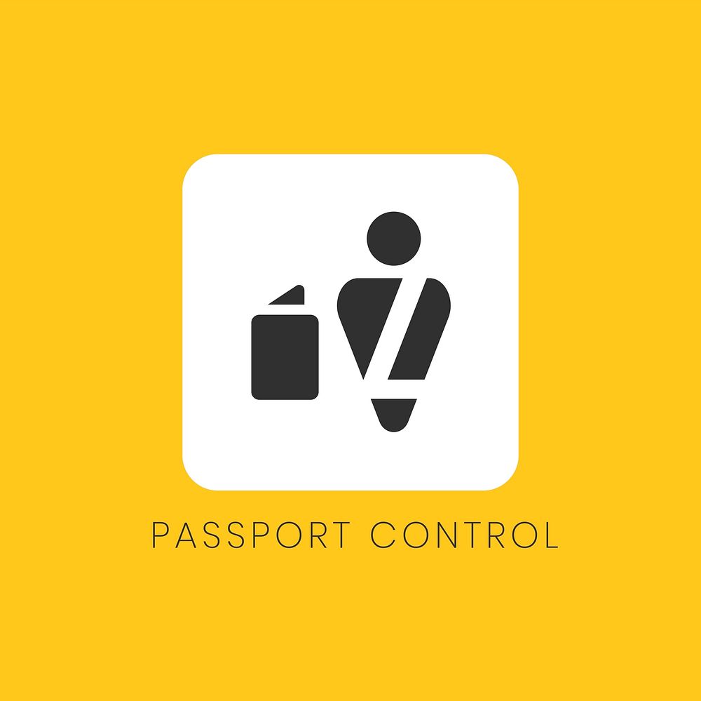 Yellow passport control sign vector