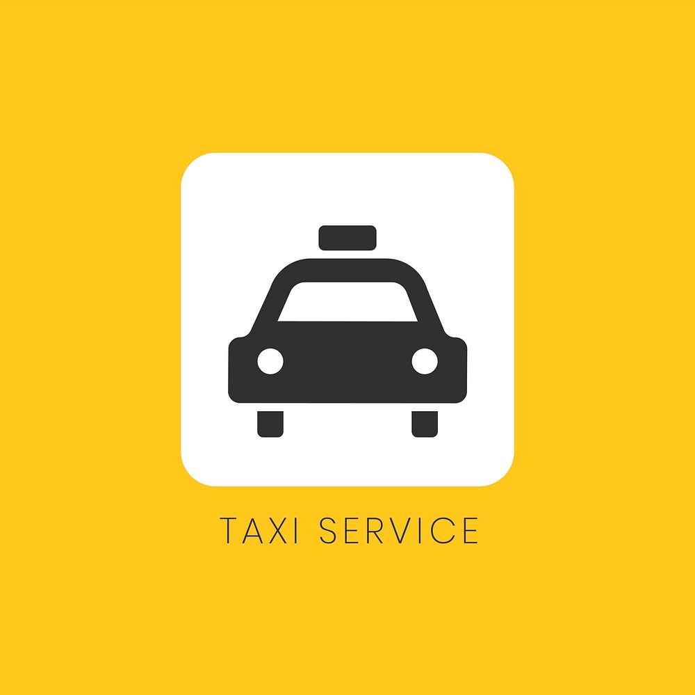 Yellow taxi service icon sign vector