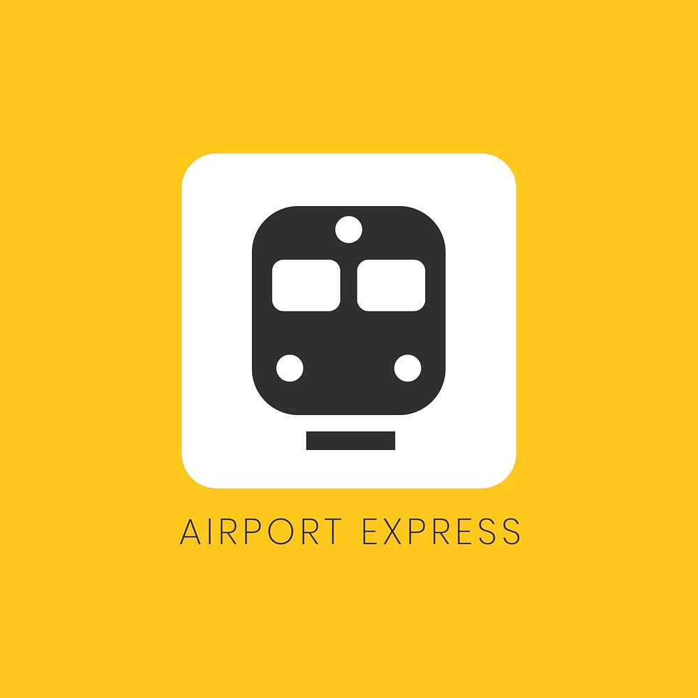 Yellow airport express icon sign vector