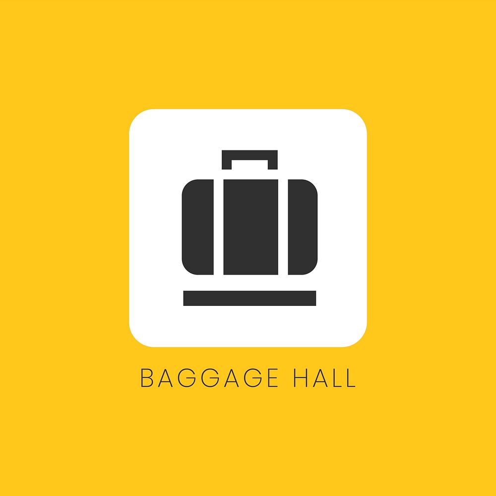Yellow baggage hall sign vector