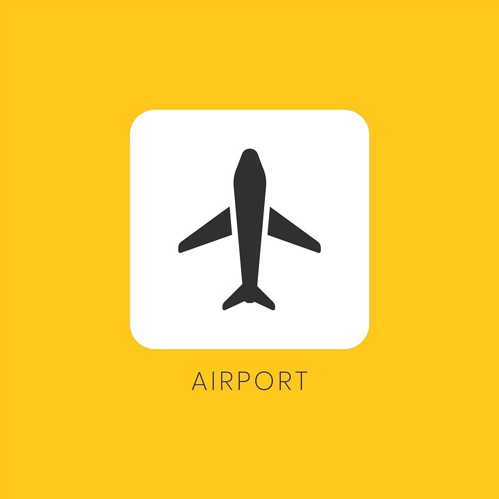 Yellow plane icon airport sign vector