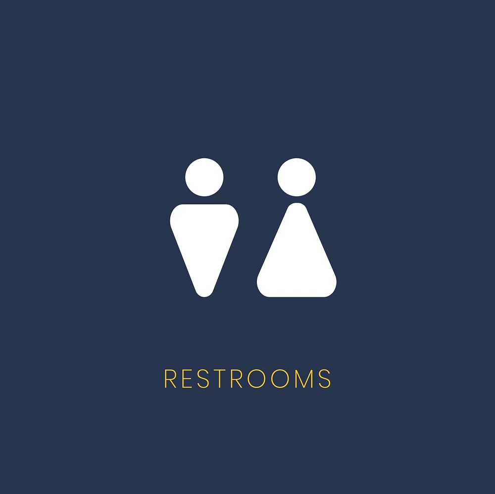 Blue and white restrooms sign vector