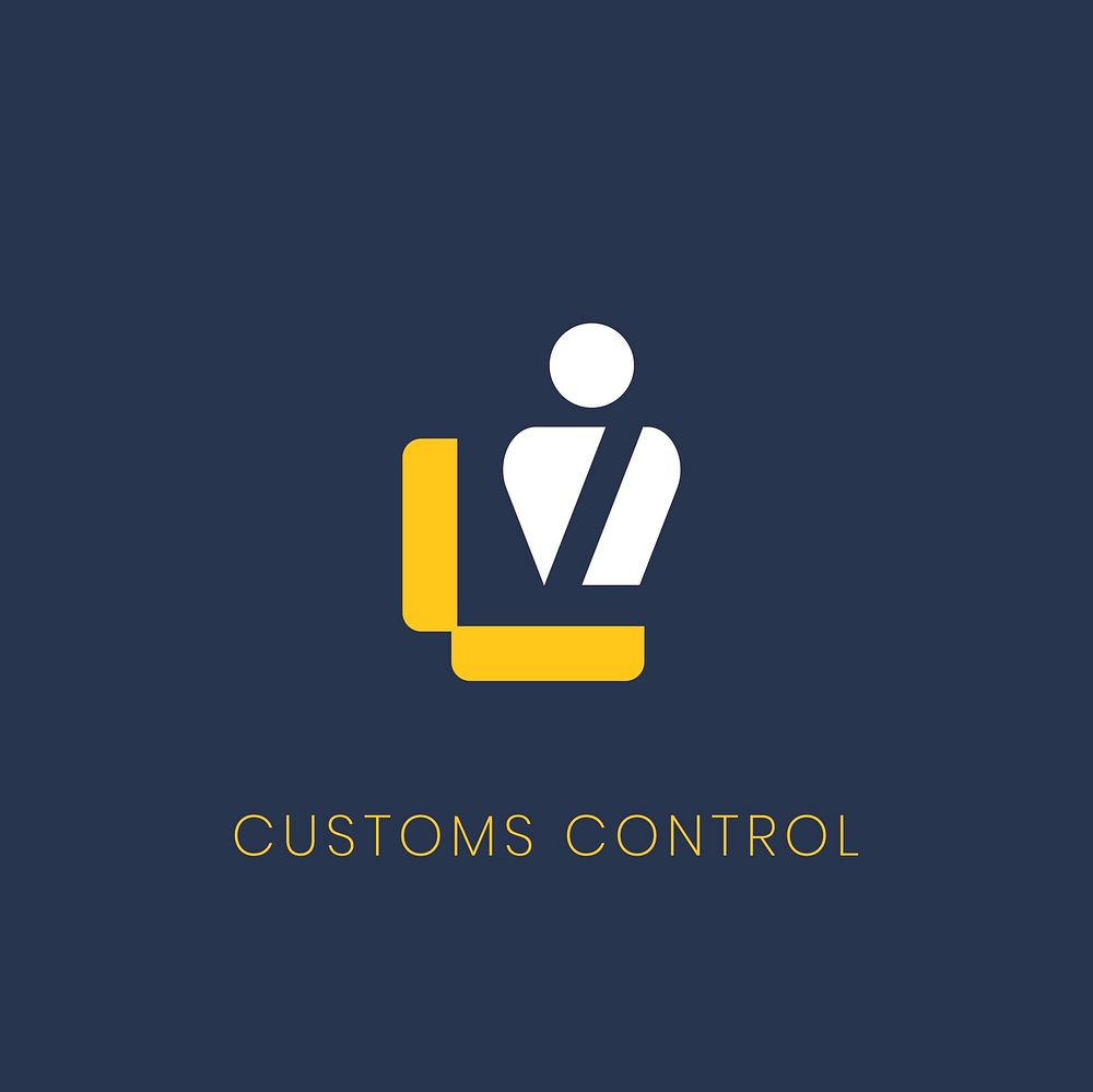 Blue customs control sign vector
