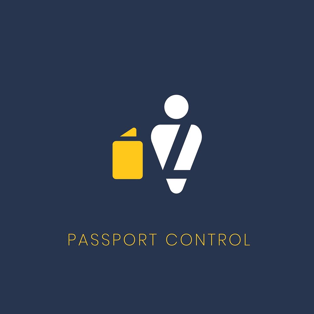 Blue passport control sign vector