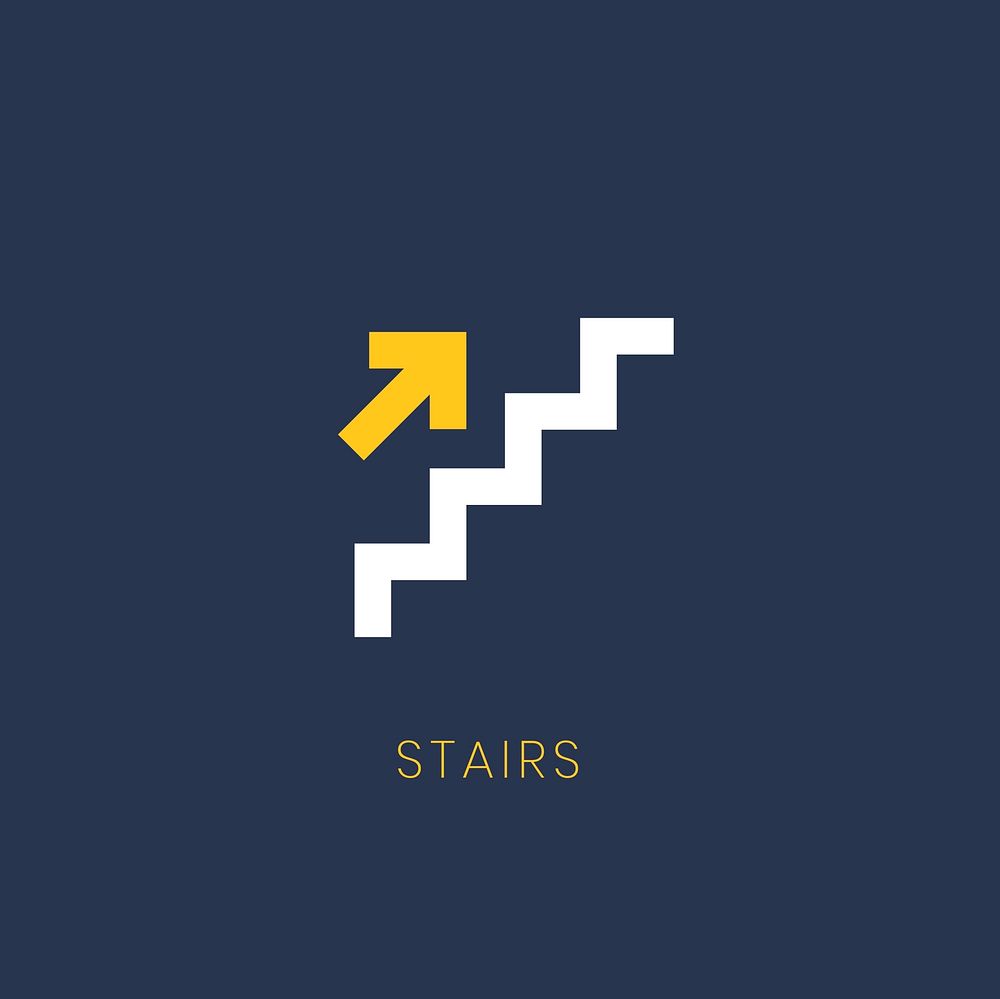 Blue up arrow stairs icon sign vector
