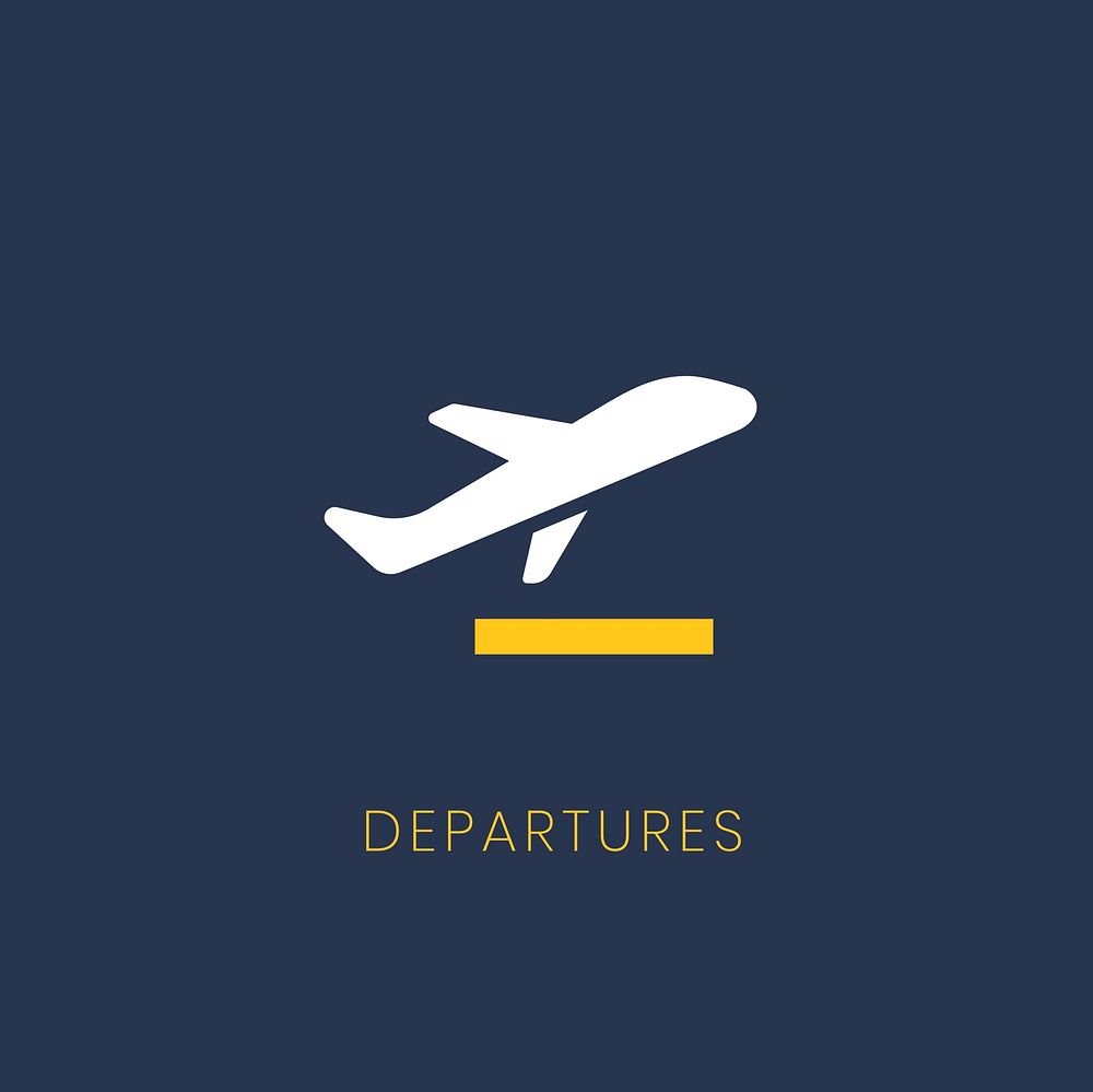 Blue departures sign plane icon vector