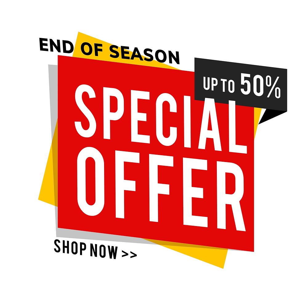 End of season special offer sale up to 50% shop promotion advertisement vector