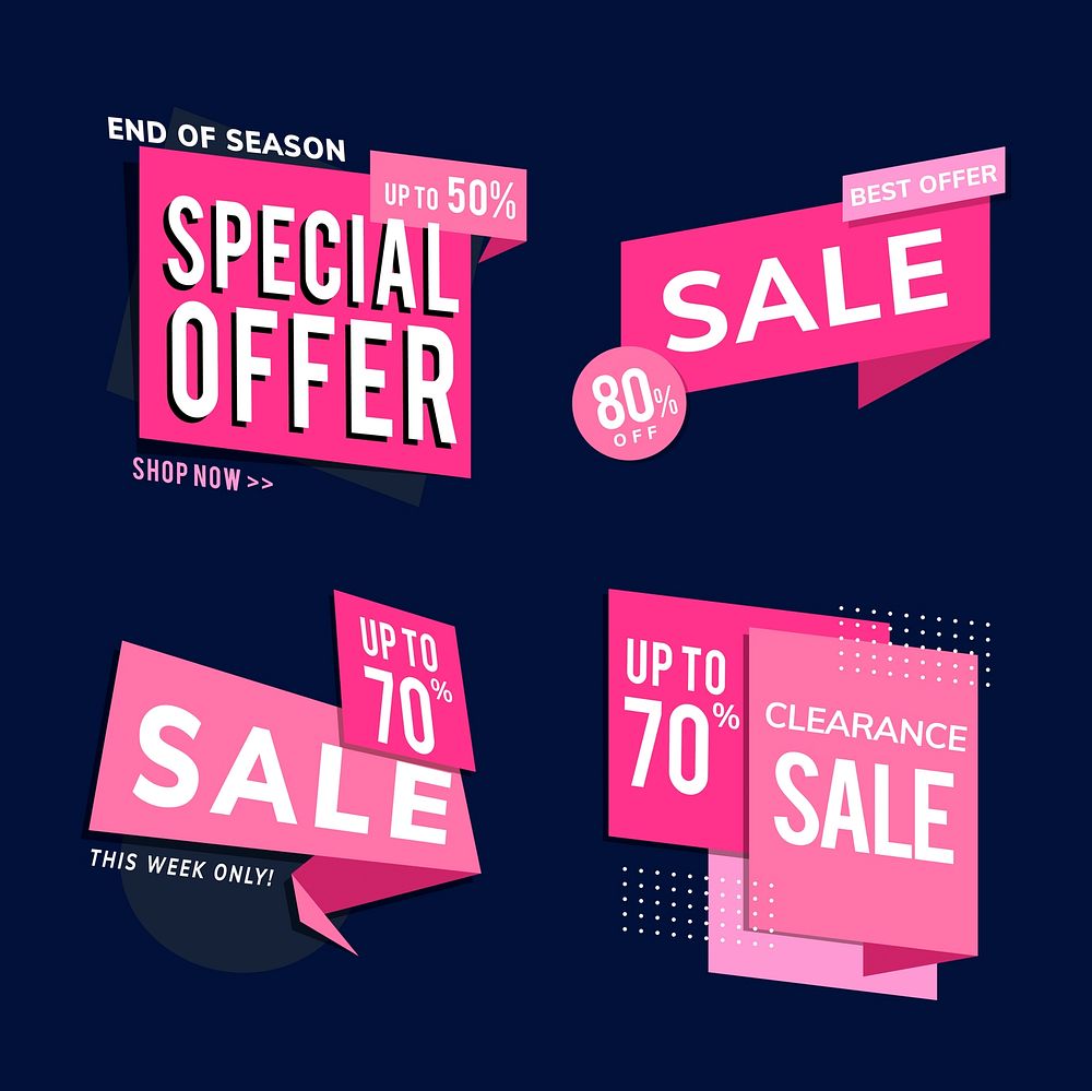 Shop sale promotion advertisements vector set