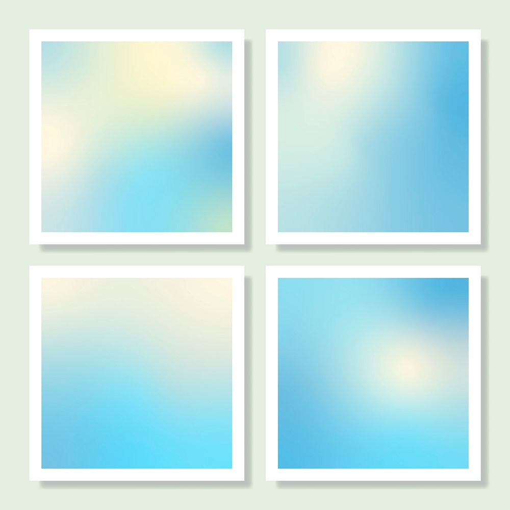 Blue holographic gradient background design set
