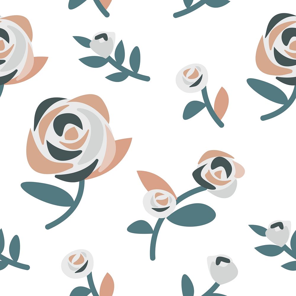 Hand drawn roses and plants illustration