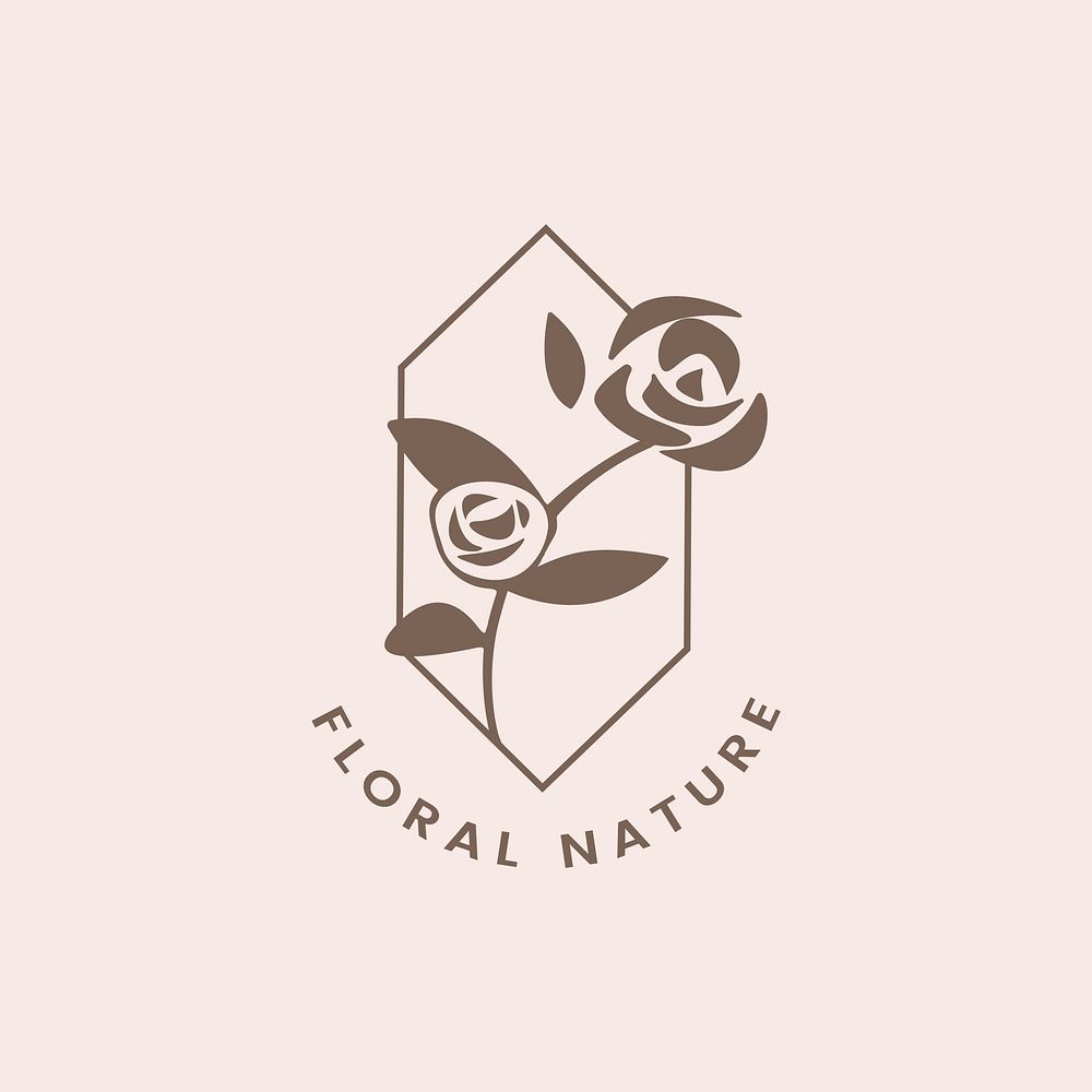 Floral nature rose badge vector