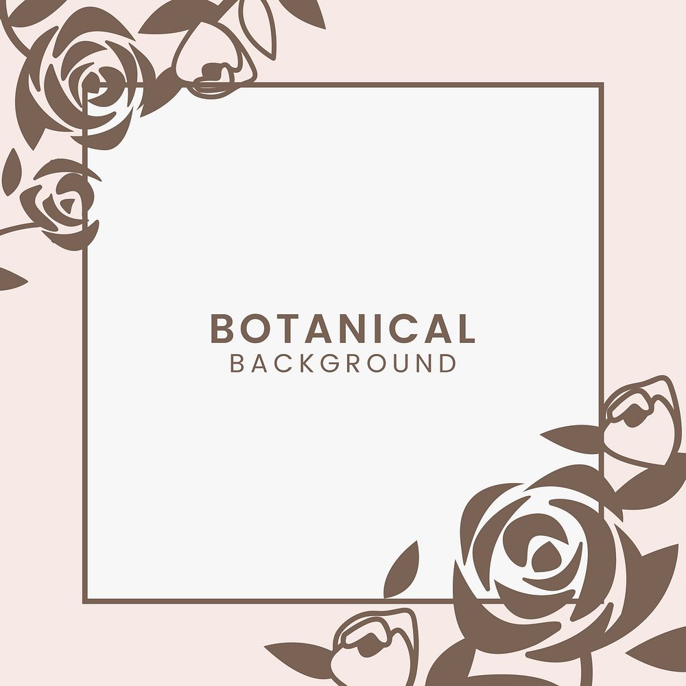 Brown botanical square framed vector