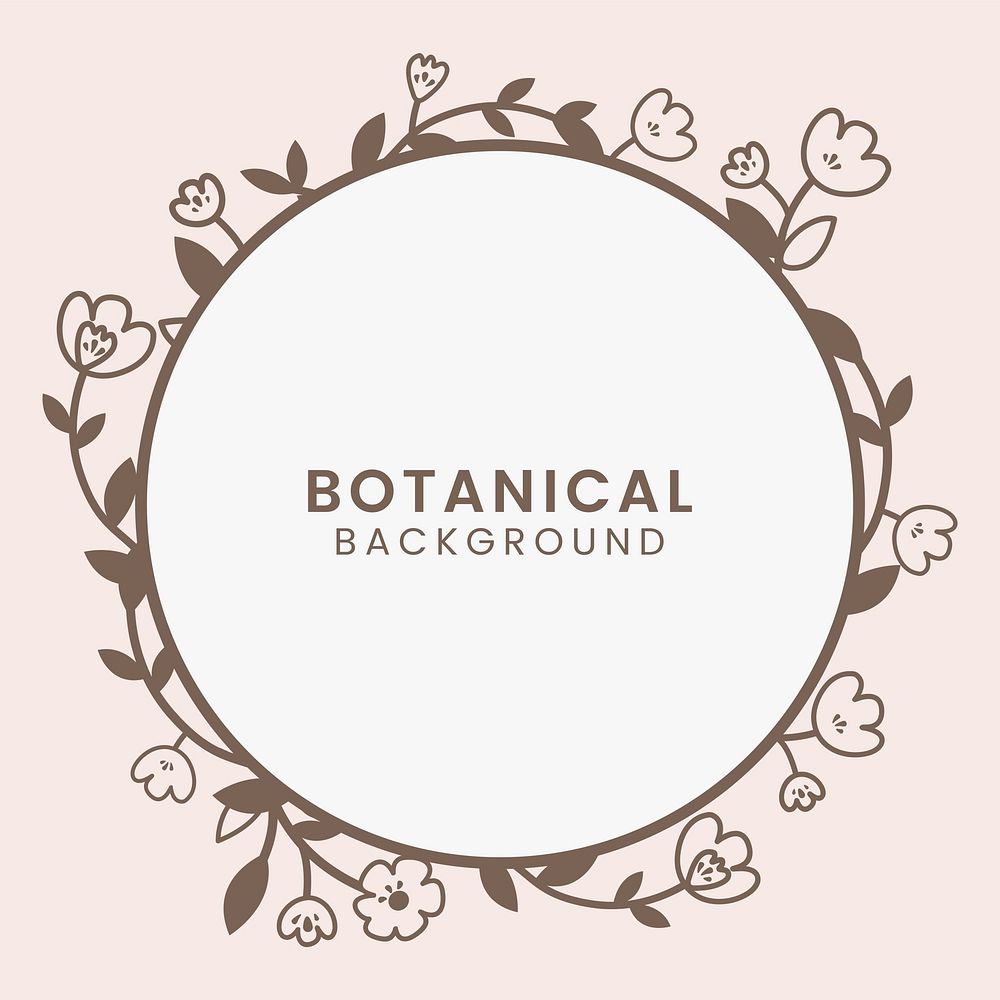 Brown botanical round framed vector