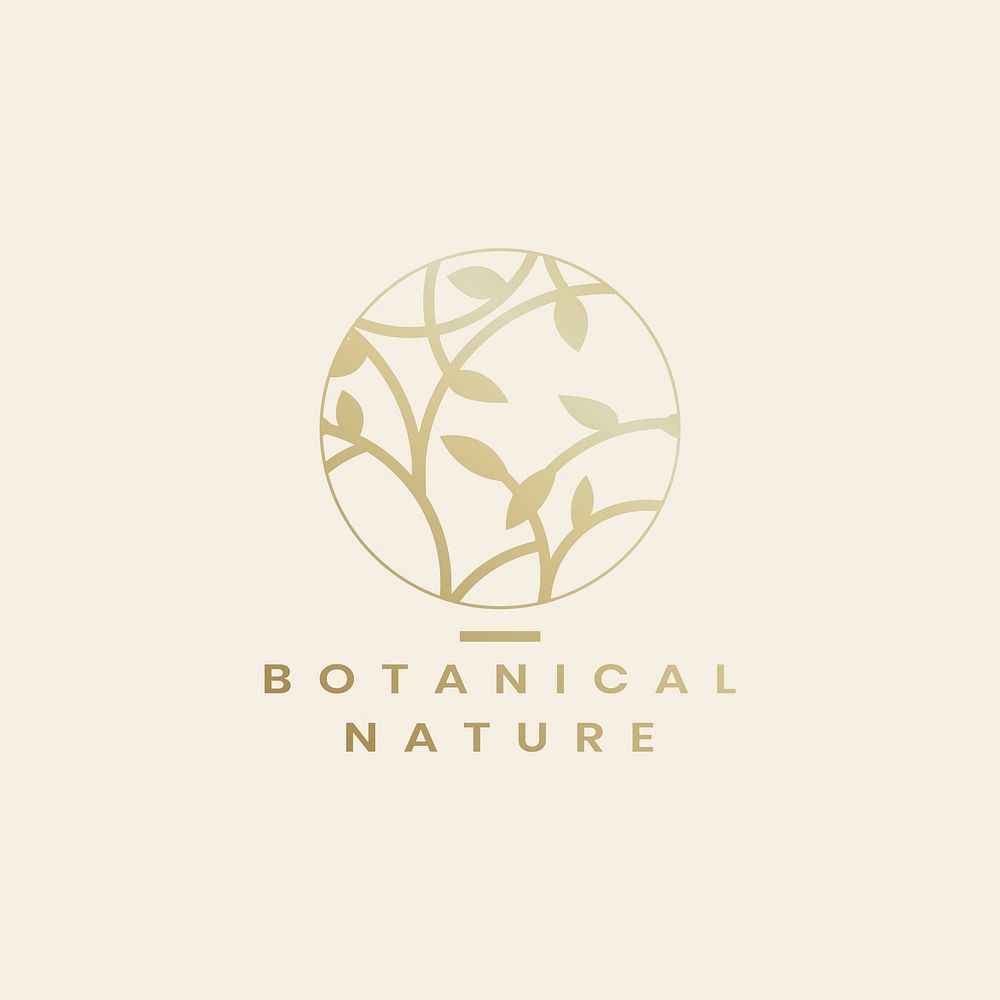 Botanical nature circle badge vector