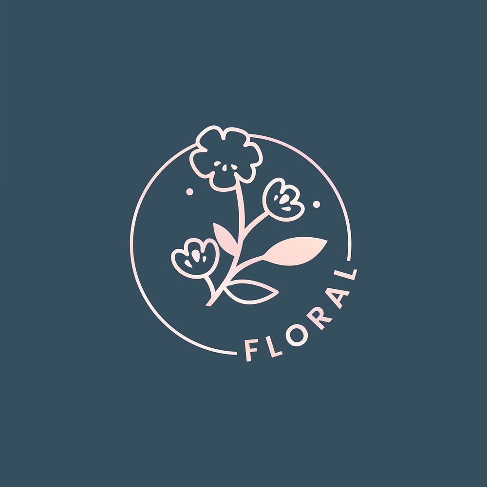 Botanical floral rose badge vector | Free Vector - rawpixel