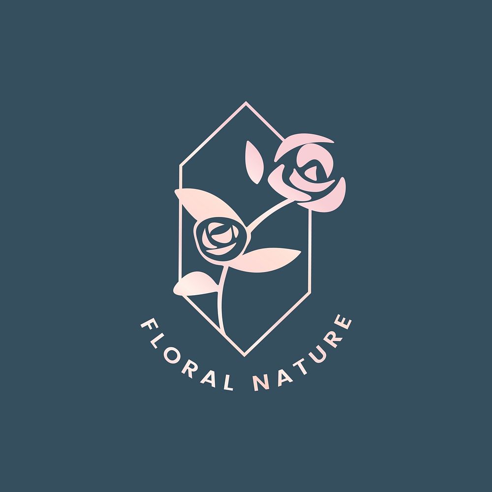 Floral nature rose badge vector