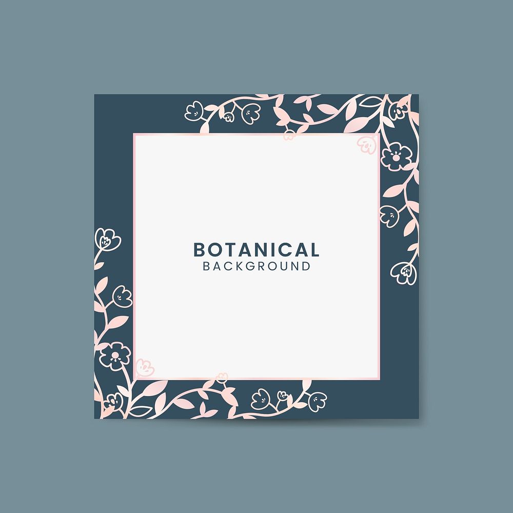 Pink botanical square framed vector