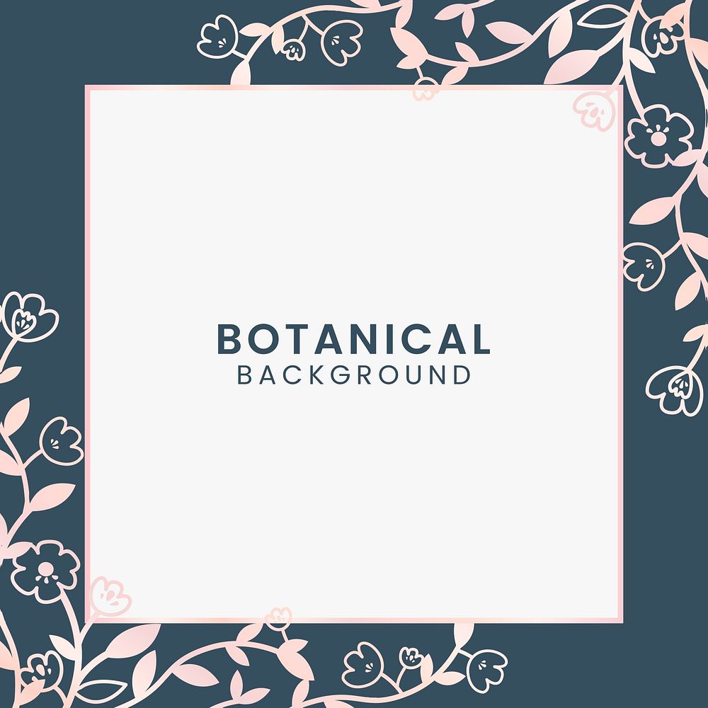 Pink botanical square framed vector