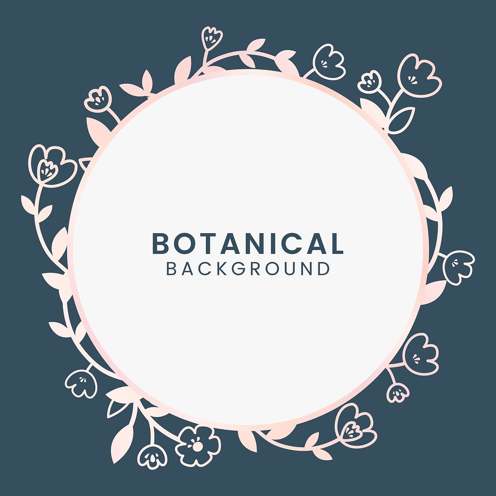 Pink botanical round framed vector