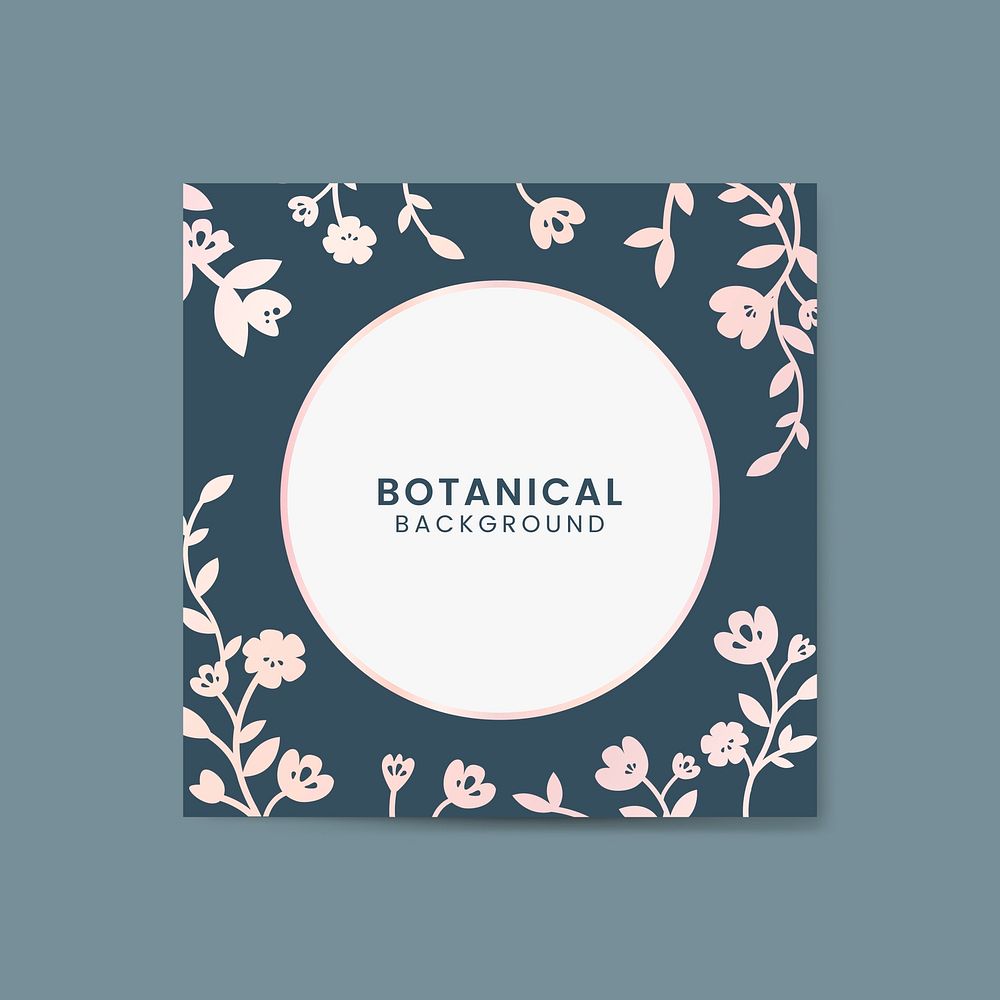 Pink botanical round framed vector