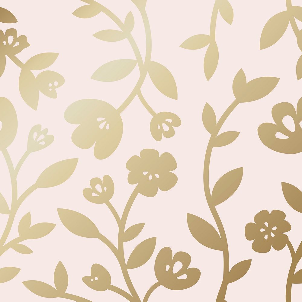 Gold botanical pattern background vector