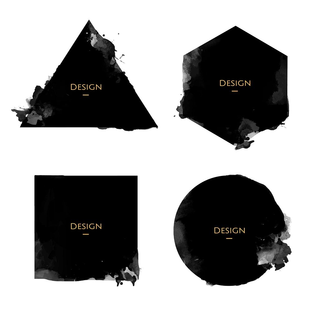 Geometric shapes in dark watercolor design template