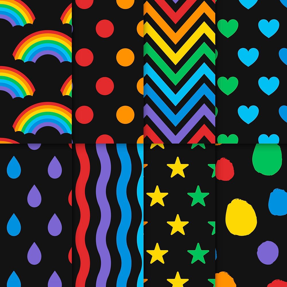 Collection of colorful seamless design patterns vector