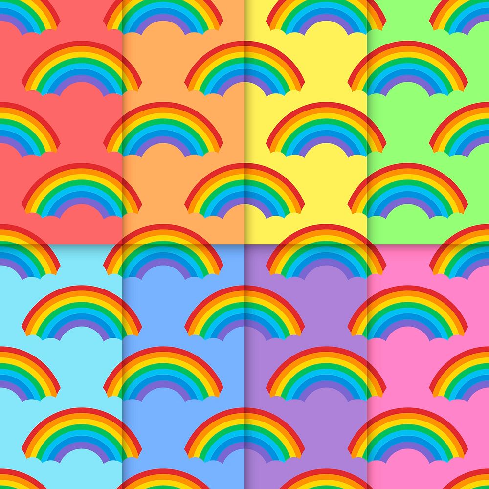 Collection of seamless rainbow patterns design vector