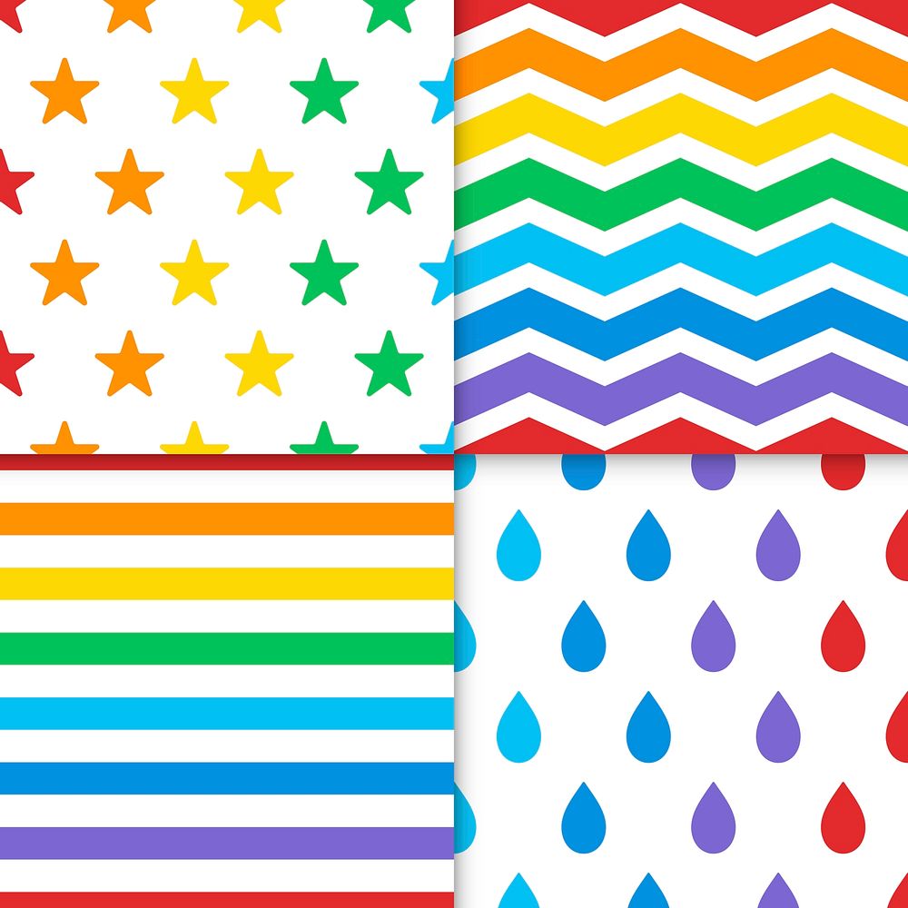 Collection of colorful seamless design patterns vector