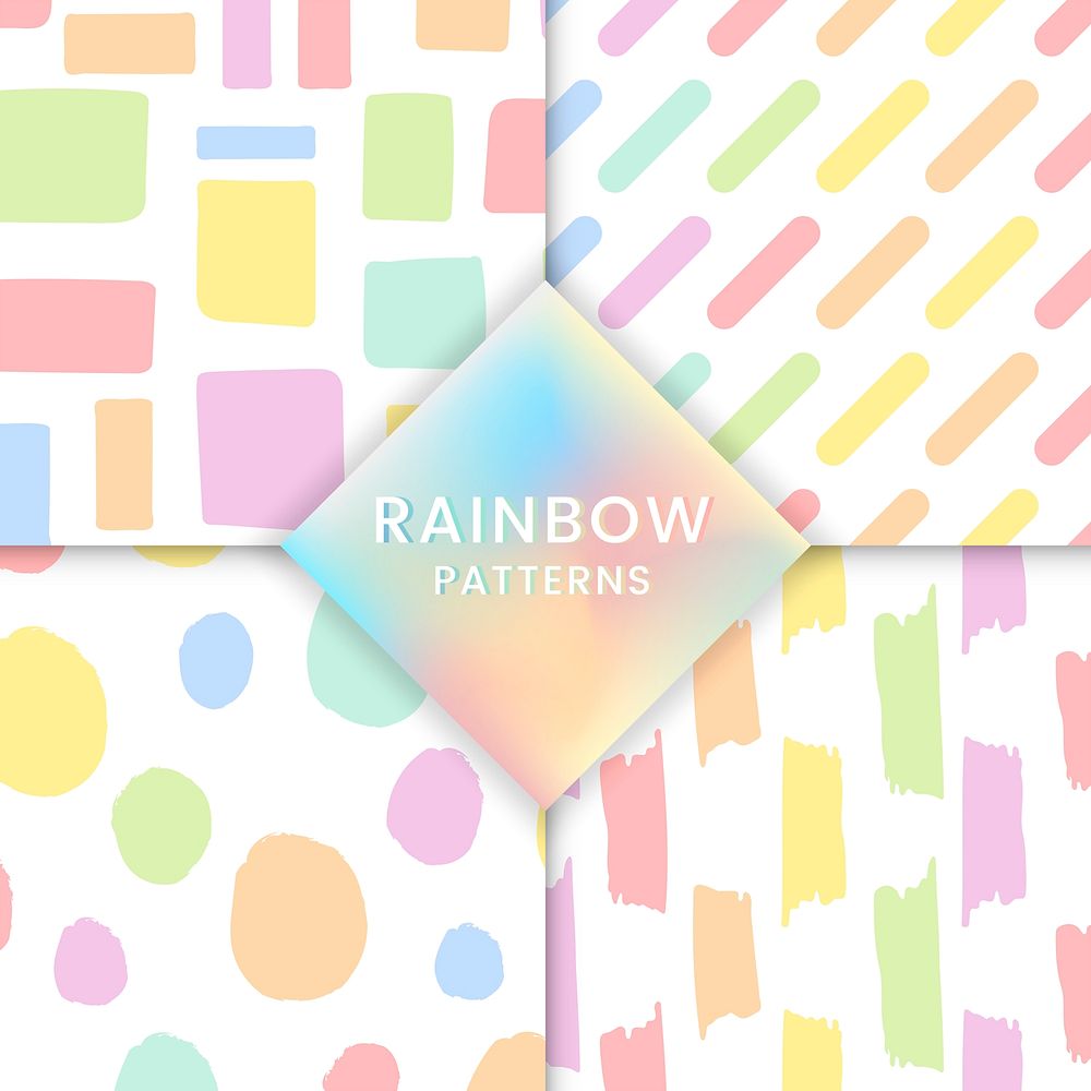 Colorful rainbow patterns vector set
