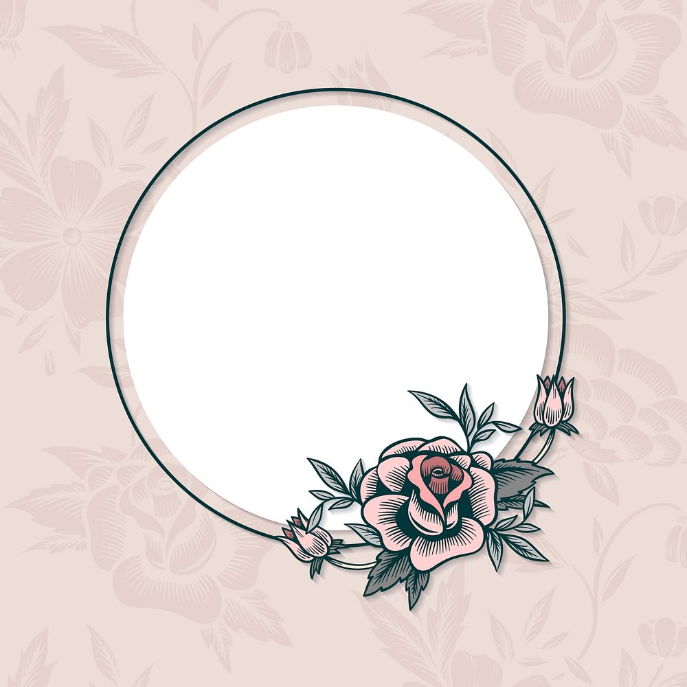 Floral circle framed banner vector