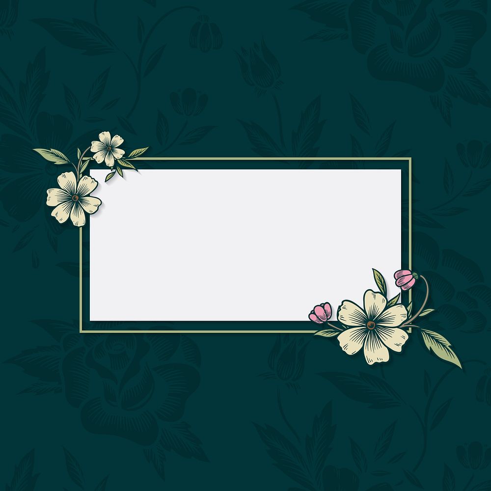 Floral rectangle framed banner vector