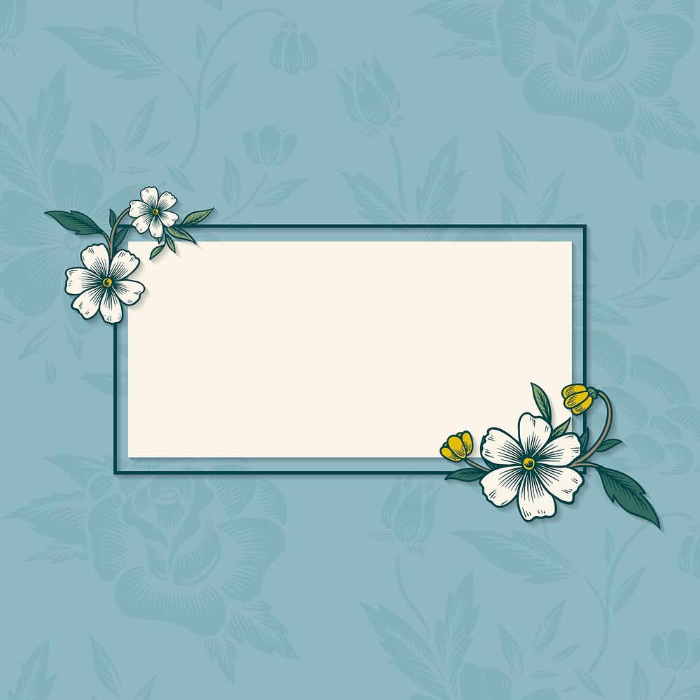 Floral rectangle framed banner vector | Premium Vector - rawpixel