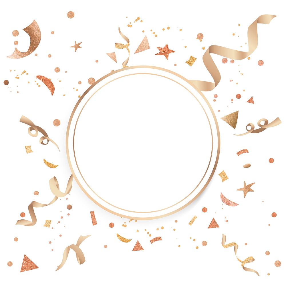 Blank confetti golden circular badge vector