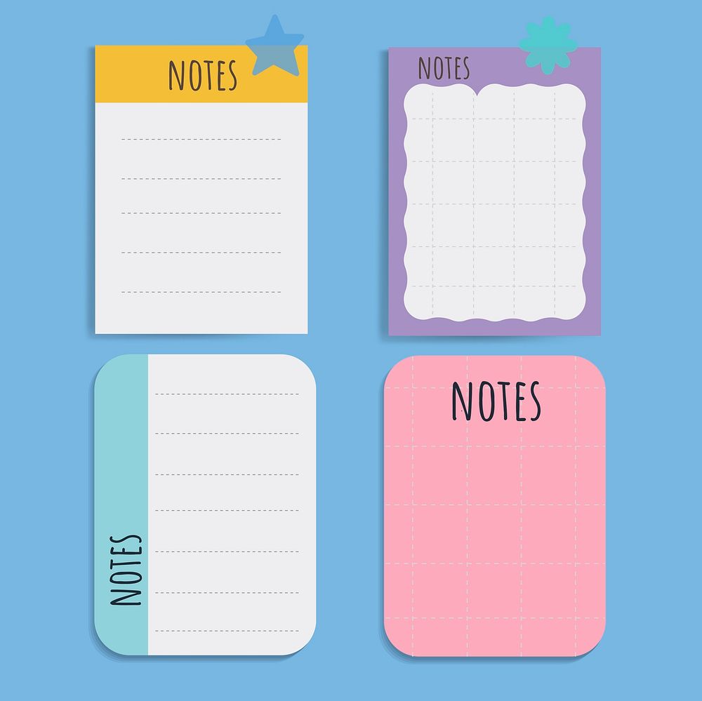 Cute note papers vector set