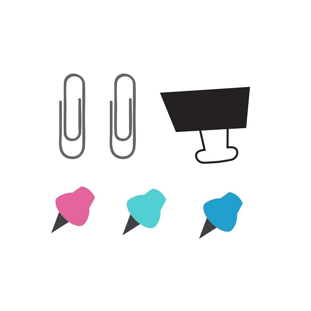 Paperclips and pushpins vector set