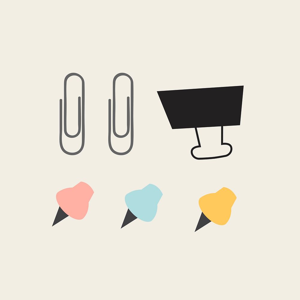 Paperclips and pushpins vector set