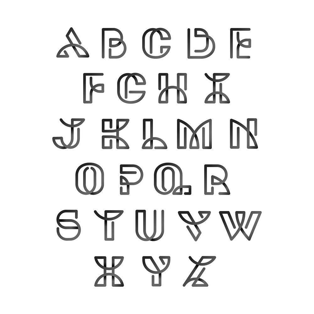 Black retro alphabets vector set