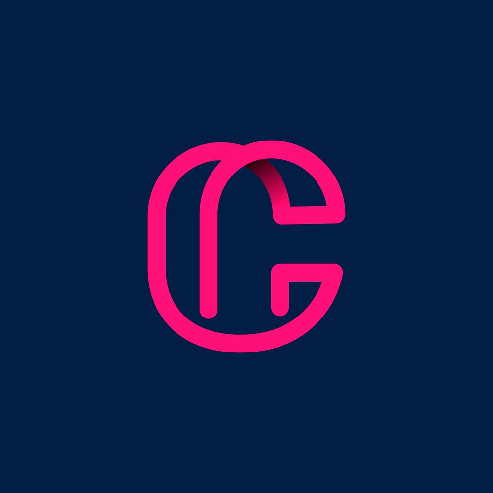Retro pink letter C vector
