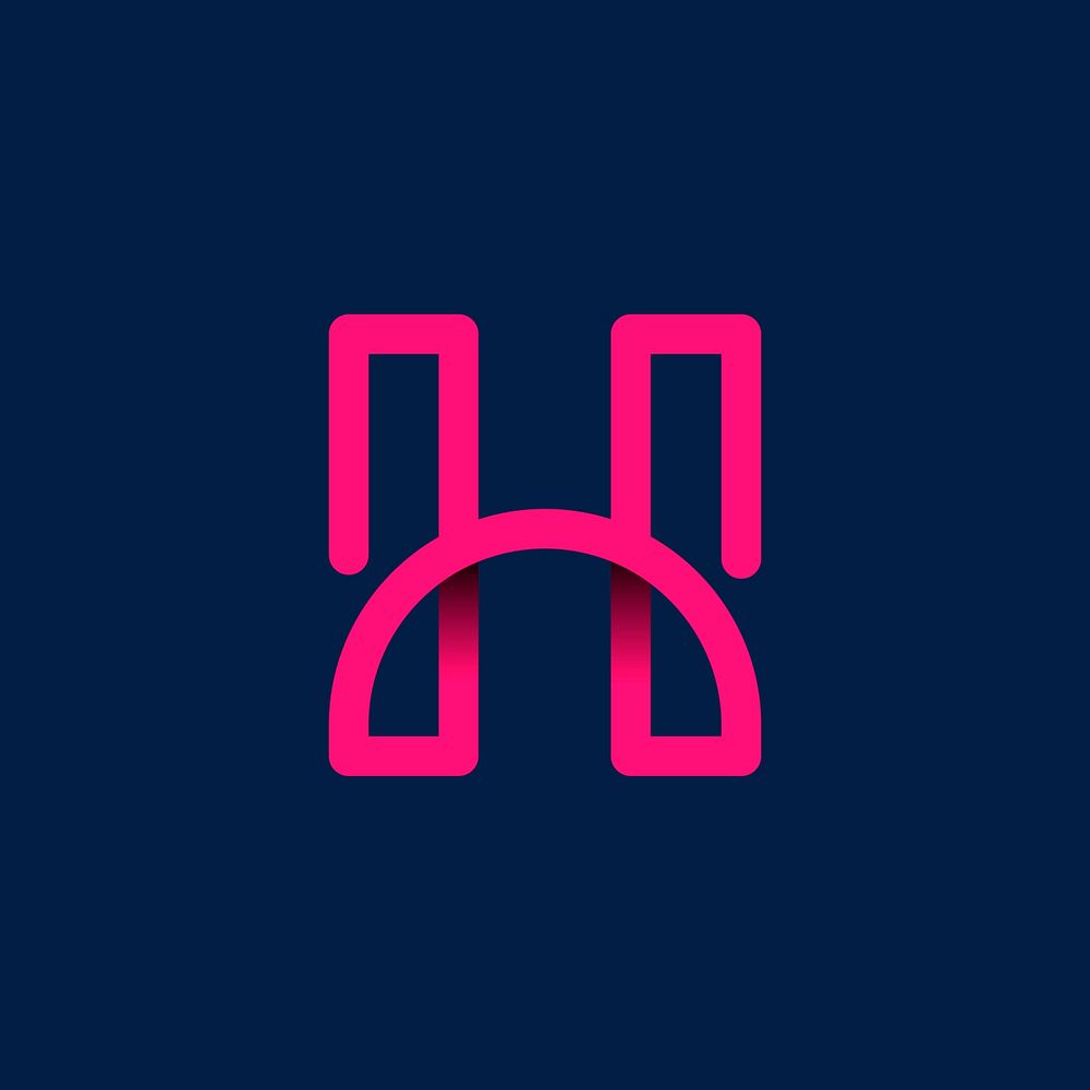 Retro pink letter H vector