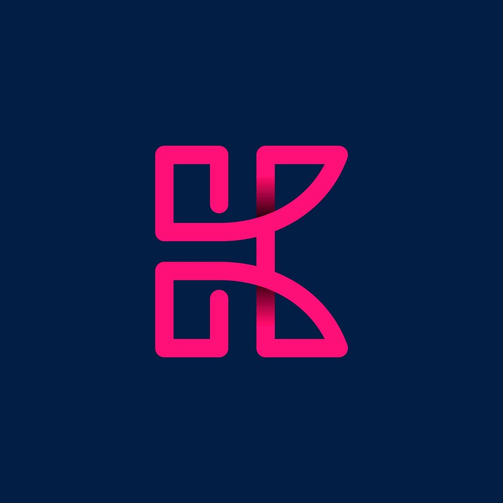 Retro pink letter K vector