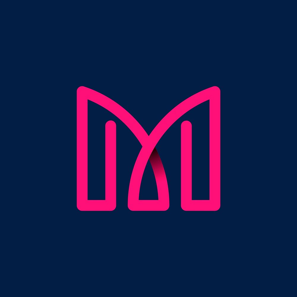 Retro pink letter M vector