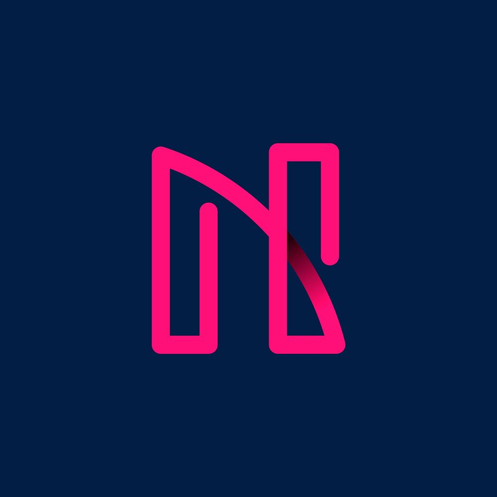Retro pink letter N vector