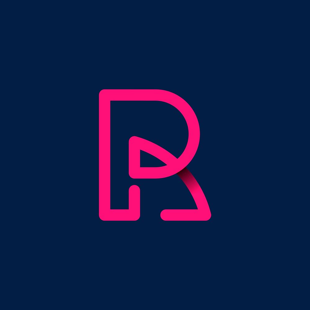 Retro pink letter R vector